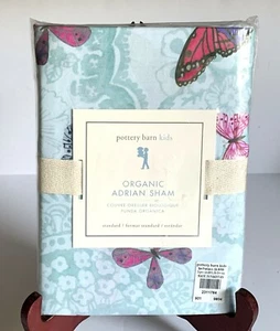 Pottery Barn 1 New Adrian Blue Organic Standard Sham Butterflies - Picture 1 of 5