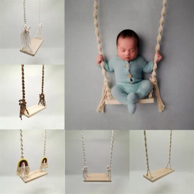 Newborn Photography Props Baby Kids Wood Swing Board Panel Studio Photo Shoot - Image 1 of 4