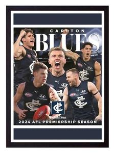 Framed 2024 Carlton Blues AFL Poster - 84cm x 59.5cm x 3cm - Picture 1 of 3