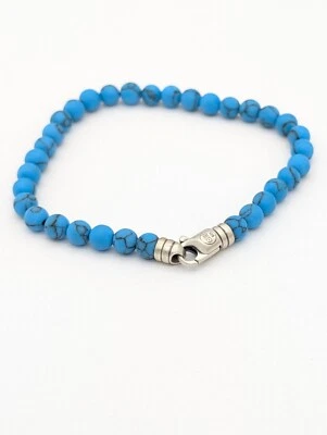 Men’s Turquoise Bead Bracelet Sterling Silver Handmade Spiritual Jewelry - Image 1 of 4