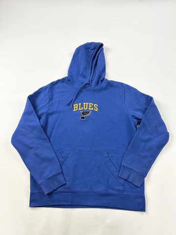 St Louis Blues Hoodie Sweatshirt Men’s Medium Blue Embroidered Majestic NHL Cover