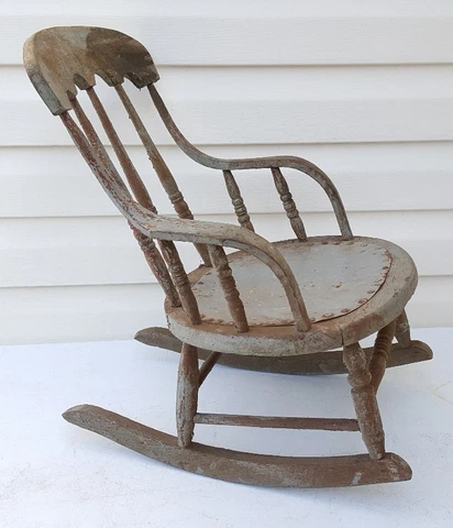 Antique Victorian Wooden Child's Rocking Chair Rocker Primitive Vermont Estate Cover