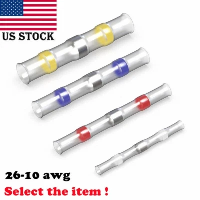 Solder Seal Sleeve Heat Shrink Butt Wire Splice Connectors Terminals Waterproof - Image 1 of 4