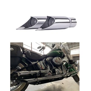 Silenciadores sin cordones estilo corto Sharkroad Gp para Harley Softail 1986-2017 cromados - Imagen 1 de 8