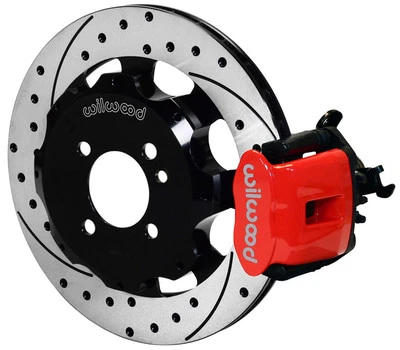 WILWOOD DISC BRAKE KIT,REAR,MINI-COOPER,BMW,11.75" DRILLED ROTORS,RED CALIPERS - Image 1 of 3