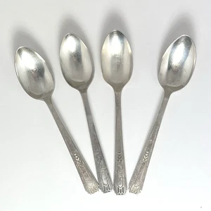 Oneida Community Friendship Medality Teaspoons 1932 Tudor Plate Art Deco 4 Pc - Picture 1 of 4