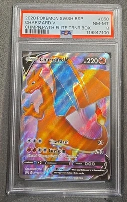 POKEMON CARD CHARIZARD V 50 BLACK STAR PROMO #50 ETB PROMO GRADED PSA 8 #050 050 - Image 1 of 3