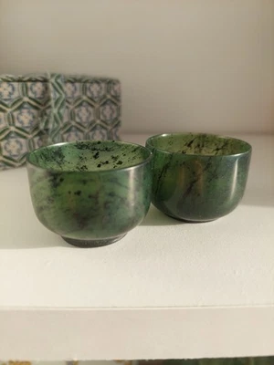 Zwei kleine Wunderschöne Antike Chinesische Jade-Schnapsgläser💚✨️ - Bild 1 von 4