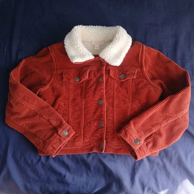 Jaqueta de veludo ferrugem Cat & Jack com colarinho Sherpa borgonha/branco - Imagem 1 de 4