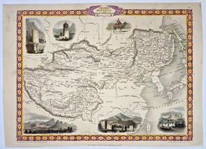 TIBET MONGOLIA MANDCHOURIA 1851 JOHN TALLIS NICE ANTIQUE MAP 19TH CENTURY - Picture 1 of 9