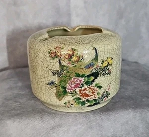 Rare Vtg Shaddy Mino China Porcelain Ashtray, Gold Trim Crackle Glaze with Peaco - Picture 1 of 11