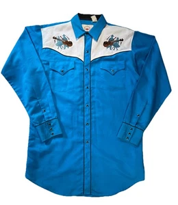 VINTAGE 90s Midwest Garment Co Western Pearl Snap Button Shirt Embroidered - Picture 1 of 10