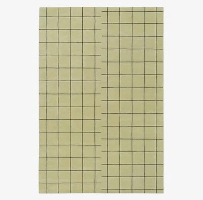 Hand-Tufted Wool Rug 9x12 ft -Nordic Knots Design Grid Pistachio Rug All Size - Image 1 of 4