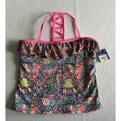 Arizona Jean Co Brillante Multicolor Traje de Baño Tankini Top Rosa XL (18 1/2) Foto 1 de 4