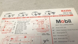 1969 - 1972 MAZDA 1200 1300 CAPELLA      -  Mobil Australia LUBE CHART  - Picture 1 of 2