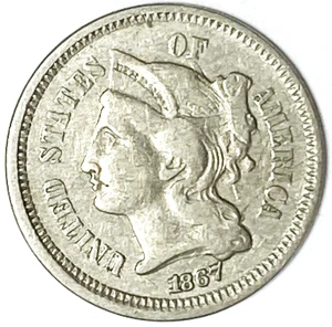 1867 3c Three Cent Nickel US Coin Rare Clashed - Picture 1 of 2