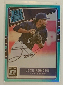 2017 Donruss Optic Aqua #175 Jose Rondon RR AUTO 125/125