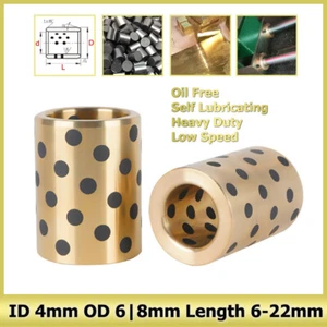 Oilless Graphite Brass Bearing Bushing Sleeve Self Lubricating ID 4mm OD 6/8mm - Picture 1 of 12