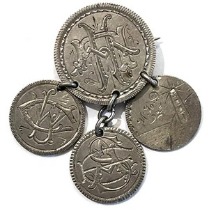 Token de amor ornamentado de EE. UU. Broche de diez centavos y cuarto de alfiler plateado 1877 1882 1883 - Imagen 1 de 4