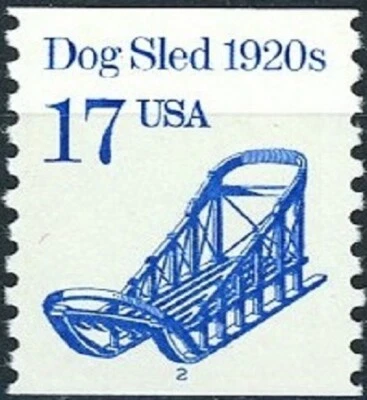Dog Sled Plate Numbered Transportation Single Coil PL 2 MNH Scott's 2135 - Image 1 of 2
