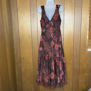 VTG Y2K Dress 12 Flowy Dark Floral Grunge Babydoll Whimsigoth Jessica Howard 90s - Picture 1 of 15