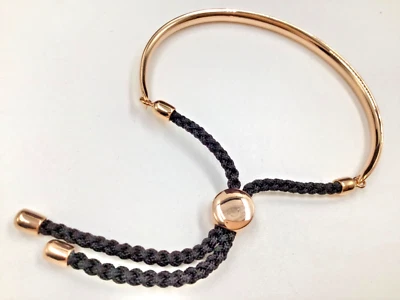 Pulsera Amistad Monica Vinader Fiji Oro Rosa 18K Vermeil Cuerda Deslizante Negra Foto 1 de 4