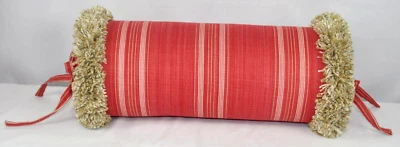 NUEVO Cepillo Flecos Almohada Hecha con Ralph Lauren San Luca Tela Rayas Rojas Foto 1 de 4