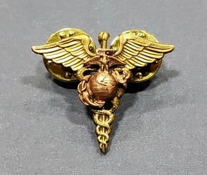 Alfiler médico USMC Corpsman cuello de latón insignia EGA insignia médica militar marina - Imagen 1 de 3
