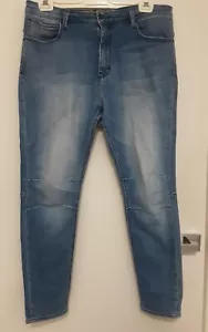 SIZE 33 MENS BLUE DENIM ABRAND DROPPED SKINNY JEANS - Picture 1 of 2