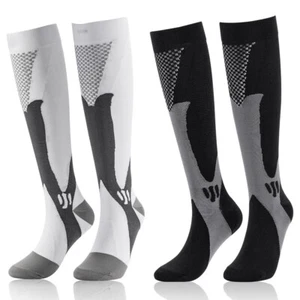 Wide Calf Circulation Knee Socks 20-30 mmhg For Running Athletic Nursing Travel - Picture 1 of 14