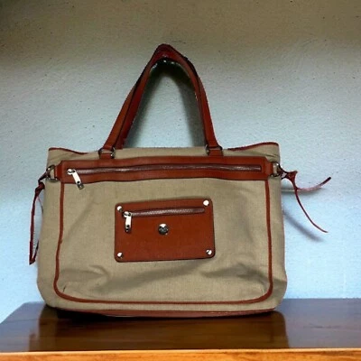 Bolsa de ombro Knomo London feminina Laurel 18” lona marrom laptop, pasta - Imagem 1 de 4