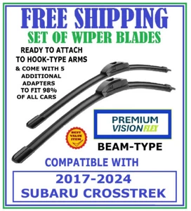 Wiper Blade Set Premium-Vision Beam-Type for 2017-2024 Subaru Crosstrek - Picture 1 of 5