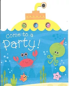 Invitaciones de fiesta de playa submarinas amarillas en el océano - conjunto de 6 - Imagen 1 de 4