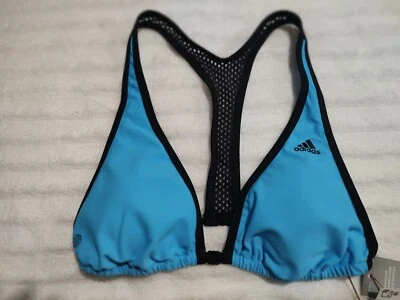Adidas SOULEAF GRAPHIC BIKINI TOP  Blue Sky Rush Mesh  Women's Size Small - Image 1 of 4