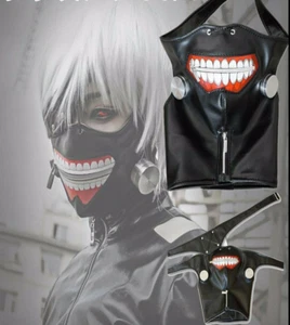 Tokyo Ghoul Kaneki Ken Faux Leather Zipper Costume Mask Halloween Cosplay Anime - Picture 1 of 7