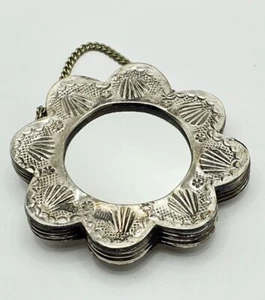Antique Bedo 900 Silver Turkish Travel Hang Mirror 3" - Picture 1 of 4