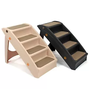 Puppy Dog Pet Stairs Plastic Foldable Folding Ramp Access Steps Lightweight - Picture 1 of 35