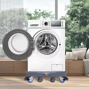 Adjustable Washing Machine Stand Mini Fridge Stand 400 lbs Load 4 Wheels - Picture 1 of 12