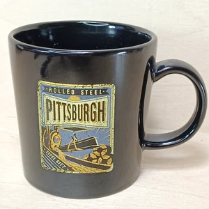Rolled Steel Pittsburgh Coffee Mug Ceramic 12 Oz Black - Picture 1 of 8