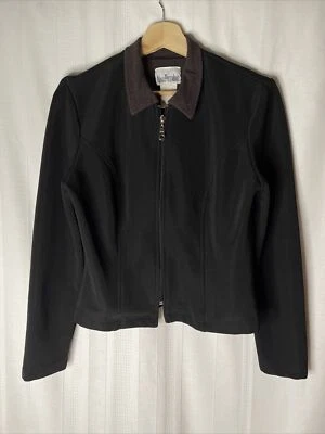 Nina Piccalino Black Short Zip-Up Jacket, Size 6, Chest 36in. Length 19.5in.  - Image 1 of 4