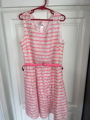 Vestido de Pascua Justice Rosa Blanco Encaje Niñas 14 Cinturón Foto 1 de 4