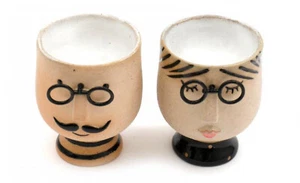 Set of Two Mr and Mrs Dolomite Egg Cups Unique Wedding Gift Ideas for Couples - Picture 1 of 1