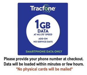 TracFone 1GB Data Add-on for Smartphone - Fast Direct Load - No Physical Cards