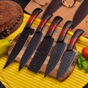 MASSGESCHNEIDERTE HANDGEFERTIGTE GESCHMIEDETE KOHLENSTOFFSTAHL KOCHMESSER KÜCHENMESSER KOCHSET JW-5052 - Bild 1 von 5