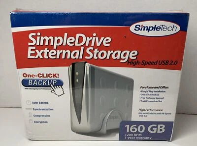 Simple Drive External Storage 160GB 7200 RPM  Brand New Factory Sealed - Image 1 of 4