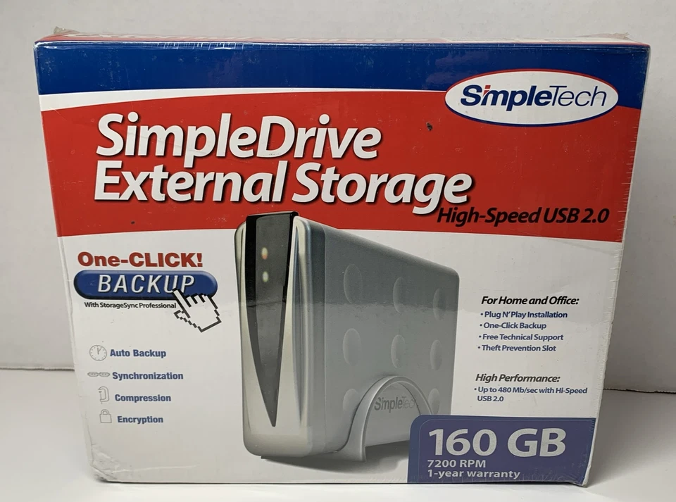 Simple Drive External Storage 160GB 7200 RPM  Brand New Factory Sealed - Image 1 of 4