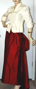 Vintage Jessica McClintock formeller burgunderfarbener Rock abnehmbar Zug Elfenbein Seide Top - Bild 1 von 12