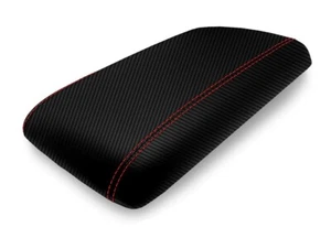Console Lid Armrest Cover Carbon Fiber for Ford Expedition 03-06 Red Stitch - Picture 1 of 10