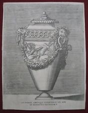 Enea Vico: Antike Vase Löwe 1543/Antique Vase Lion Print Kupferstich Veneziano