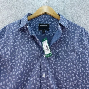 Camisa Bonobos Para Hombres M Elastizada Calce Ajustado Azul Floral Manga Larga Con Botones Preppy - Imagen 1 de 5